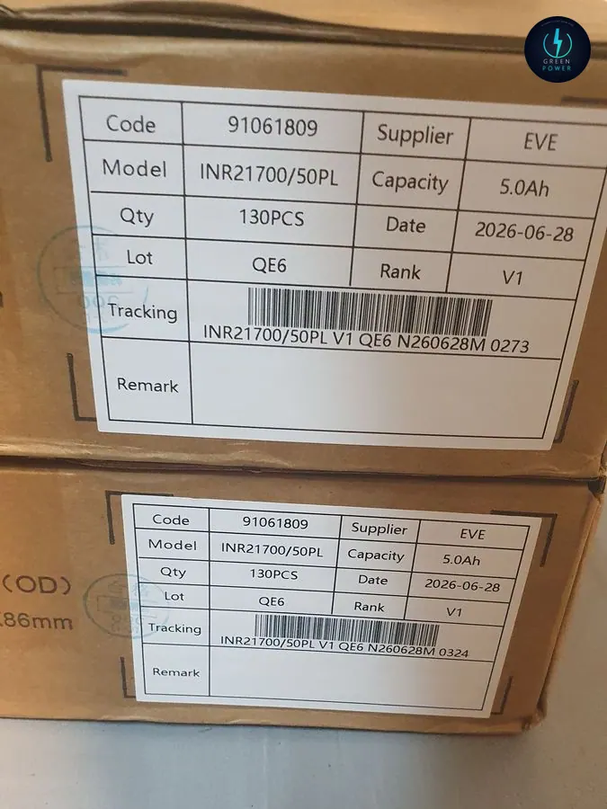 קרטוני תאי EVE 21700 50PL במלאי המעבדה